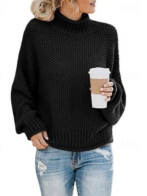 Casual Regular Solid Crew Neck Long Sleeve Knitted Jumper - Image 6
