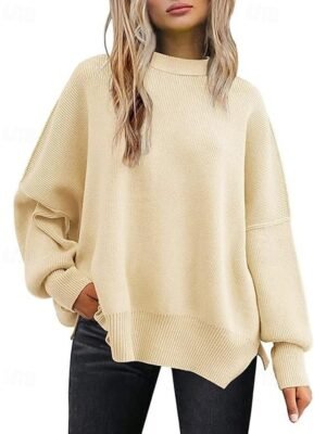 Casual Regular Solid Crew Neck Long Sleeve Sweater - Image 6