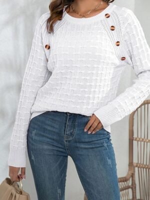 Casual Regular Solid Crew Neck Long Sleeve Knit Pullover - Image 6