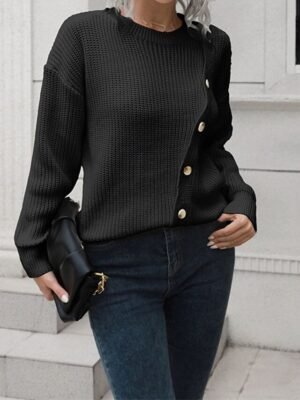 Casual Regular Solid Crew Neck Long Sleeve Pullover Top - Image 6