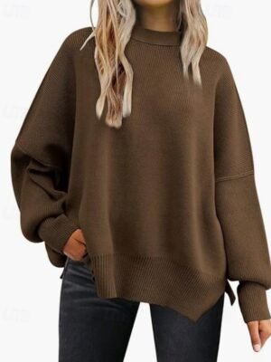 Casual Regular Solid Crew Neck Long Sleeve Sweater - Image 7