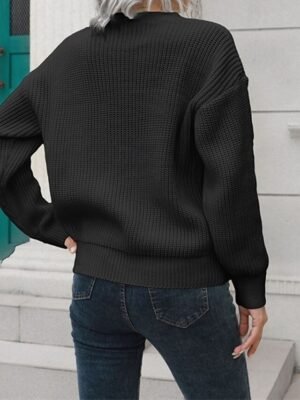 Casual Regular Solid Crew Neck Long Sleeve Pullover Top - Image 7