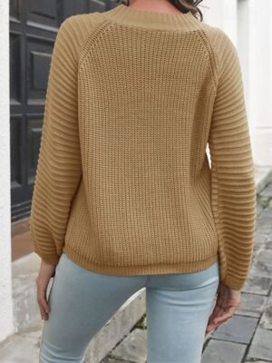 Casual Regular Solid Crew Neck Long Sleeve Knit Pullover - Image 7