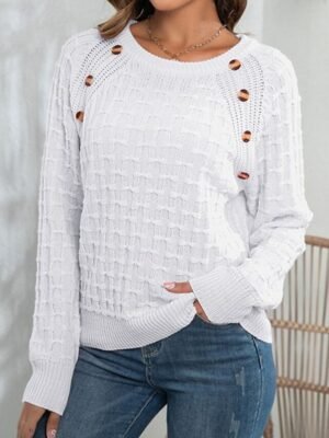 Casual Regular Solid Crew Neck Long Sleeve Knit Pullover - Image 8