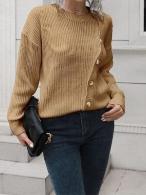 Casual Regular Solid Crew Neck Long Sleeve Pullover Top - Image 9