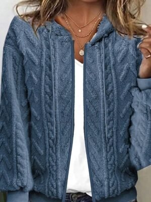 Casual Regular Solid Hooded Long Sleeve Knit Cardigan - Image 1