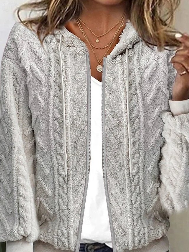 Casual Regular Solid Hooded Long Sleeve Cardigan - Image 1
