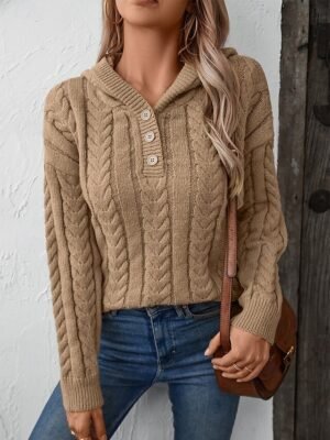Casual Regular Solid Hooded Long Sleeve Sweater - Image 2