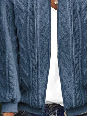 Casual Regular Solid Hooded Long Sleeve Knit Cardigan - Image 3