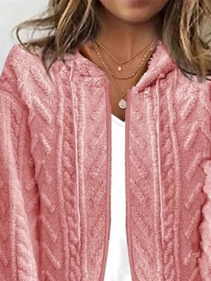 Casual Regular Solid Hooded Long Sleeve Cardigan - Image 3