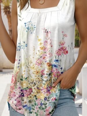 Casual Regular Solid Round Neck Sleeveless Asymmetrical Tank Top - Image 8