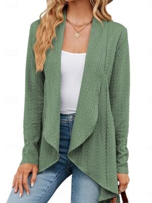 Casual Regular Solid Shirt Collar Long Sleeve Sweater Cardigan - Image 1