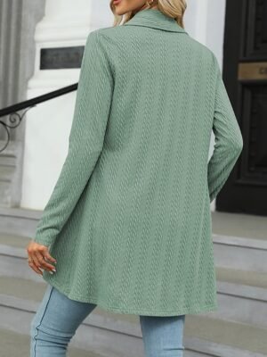 Casual Regular Solid Shirt Collar Long Sleeve Sweater Cardigan - Image 2