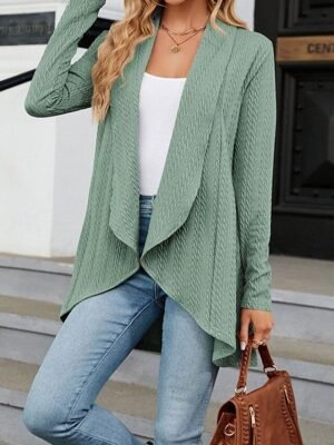 Casual Regular Solid Shirt Collar Long Sleeve Sweater Cardigan - Image 3