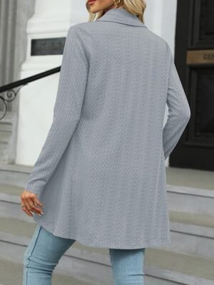 Casual Regular Solid Shirt Collar Long Sleeve Sweater Cardigan - Image 9