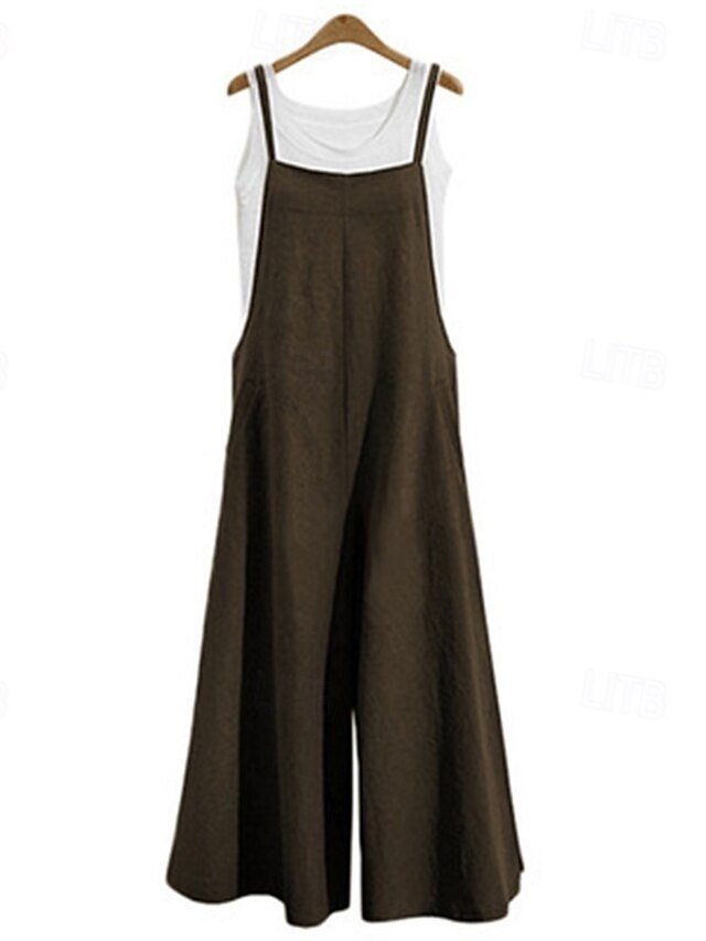 Casual Regular Solid Sleeveless Wide Leg Jumpsuit - Image 2
