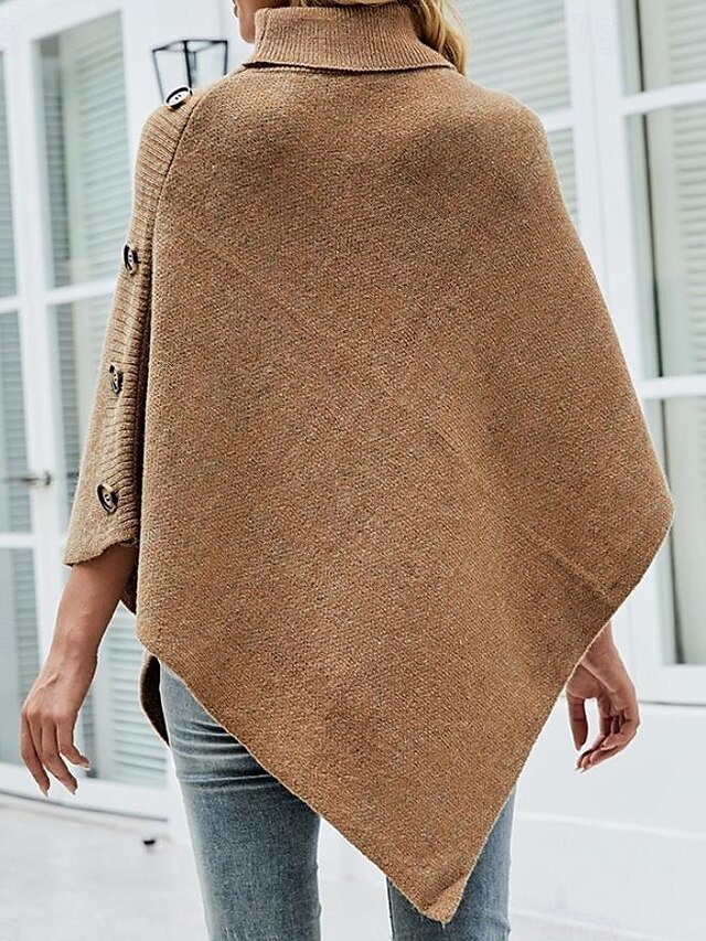 Casual Regular Solid Turtleneck Half Sleeve Sweater - Image 2