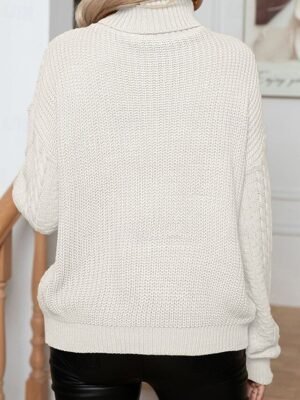 Casual Regular Solid Turtleneck Long Sleeve Regular Top - Image 10