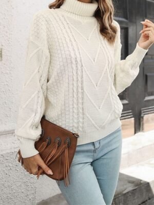 Casual Regular Solid Turtleneck Long Sleeve Pullover - Image 2