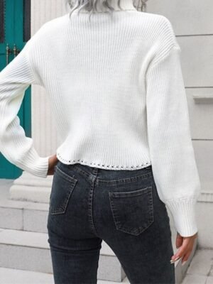 Casual Regular Solid Turtleneck Long Sleeve Crop Top - Image 4