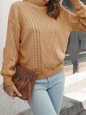 Casual Regular Solid Turtleneck Long Sleeve Pullover - Image 6