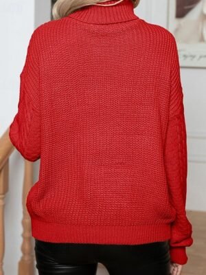 Casual Regular Solid Turtleneck Long Sleeve Regular Top - Image 7