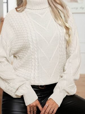 Casual Regular Solid Turtleneck Long Sleeve Regular Top - Image 8