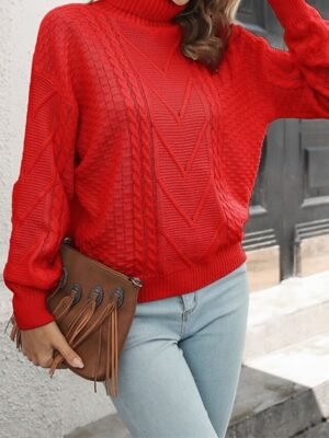 Casual Regular Solid Turtleneck Long Sleeve Pullover - Image 9