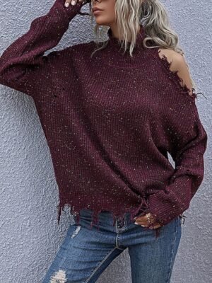 Casual Regular Solid V Neck Long Sleeve Sweater - Image 1