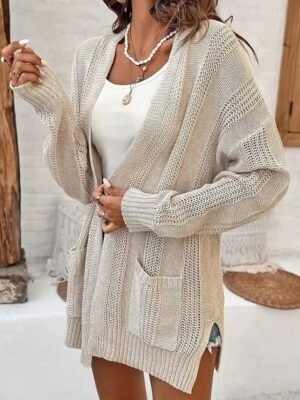 Casual Regular Solid V Neck Long Sleeve Cardigan - Image 2