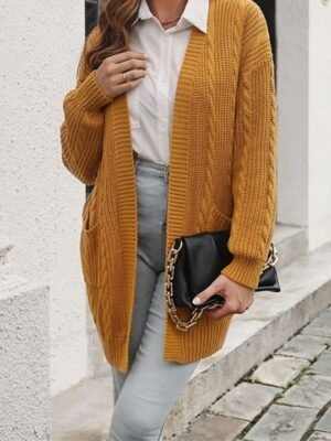 Casual Regular Solid V Neck Long Sleeve Chunky Cardigan - Image 2
