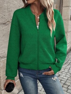 Casual Regular Solid V Neck Long Sleeve Coat - Image 3