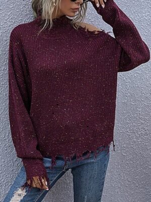 Casual Regular Solid V Neck Long Sleeve Sweater - Image 3
