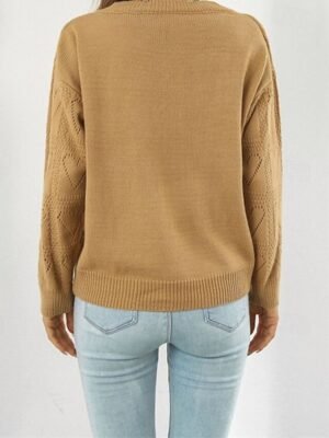 Casual Regular Solid V Neck Long Sleeve Regular Top - Image 4