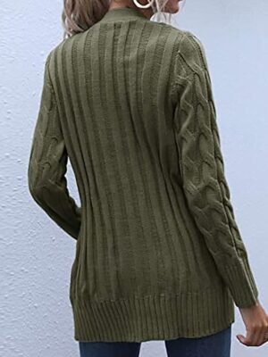 Casual Regular Solid V Neck Long Sleeve Knit Cardigan - Image 5