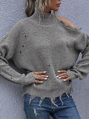 Casual Regular Solid V Neck Long Sleeve Sweater - Image 5