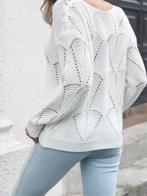 Casual Regular Solid V Neck Long Sleeve Pullover Top - Image 7