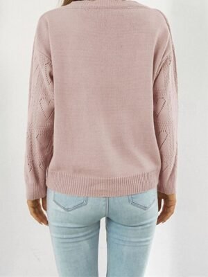 Casual Regular Solid V Neck Long Sleeve Knit Top - Image 7