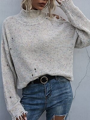 Casual Regular Solid V Neck Long Sleeve Sweater - Image 7