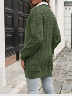 Casual Regular Solid V Neck Long Sleeve Chunky Cardigan - Image 7