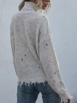 Casual Regular Solid V Neck Long Sleeve Sweater - Image 8