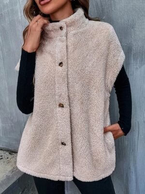 Casual Regular Solid V Neck Sleeveless Regular Coat - Image 1