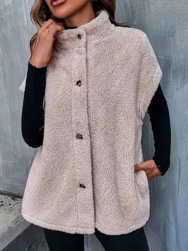 Casual Regular Solid V Neck Sleeveless Regular Coat - Image 1