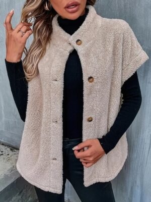 Casual Regular Solid V Neck Sleeveless Regular Coat - Image 2
