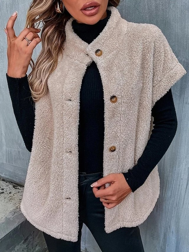 Casual Regular Solid V Neck Sleeveless Regular Coat - Image 2