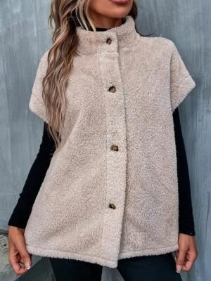 Casual Regular Solid V Neck Sleeveless Regular Coat - Image 3