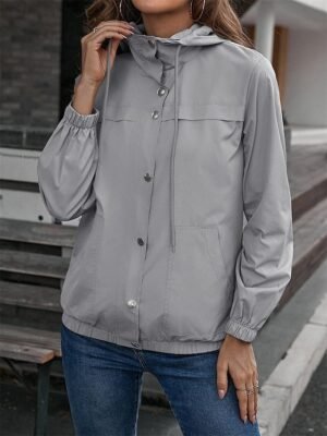 Casual Regular Solid Zipper Long Sleeve Jacket - Image 1
