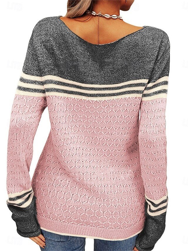 Casual Regular Striped Crew Neck Long Sleeve Knit Jumper - Image 2