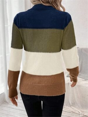 Casual Regular Striped Crew Neck Long Sleeve Knitted Sweater - Image 6