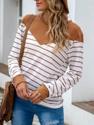 Casual Regular Striped Crew Neck Long Sleeve Knit Top - Image 6